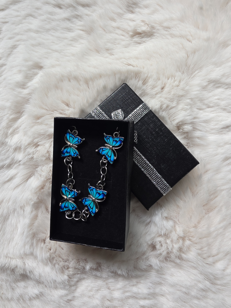 Butterfly Charm Bracelet - Blue & Silver