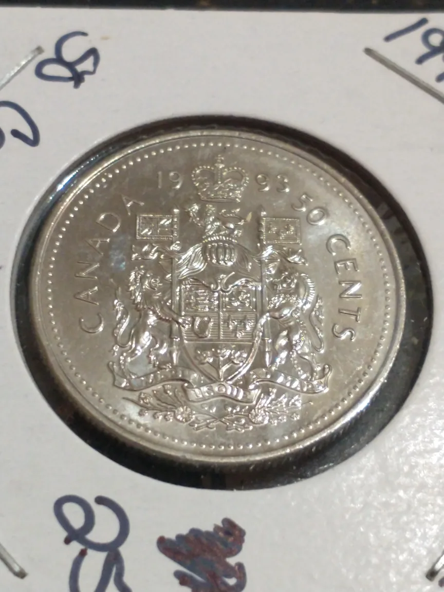 Beautiful 1993 Canadian 50 Cent Coin KM #185 thumbnail