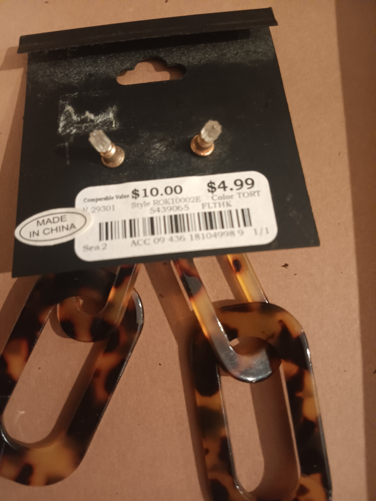 Rampage Tortoise Shell Drop Earrings - New - photo 2