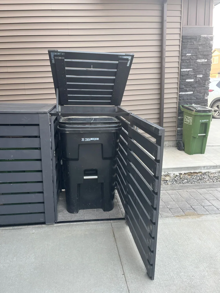 Wooden Double Trash Bin Storage Shed image indicator(2)