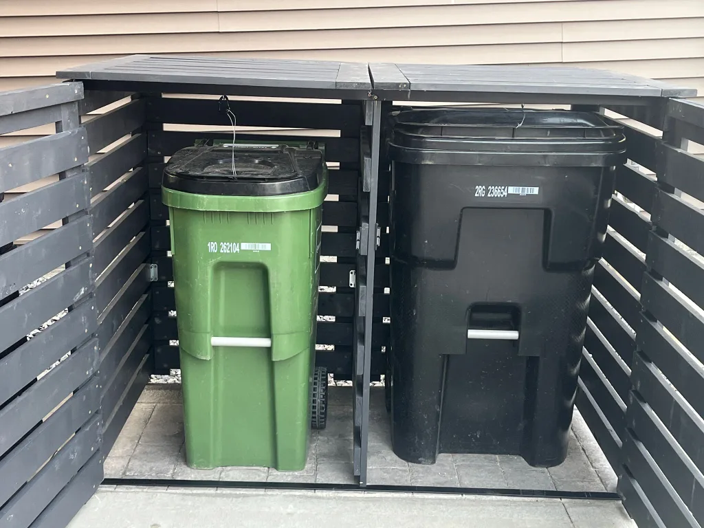 Wooden Double Trash Bin Storage Shed image indicator(3)