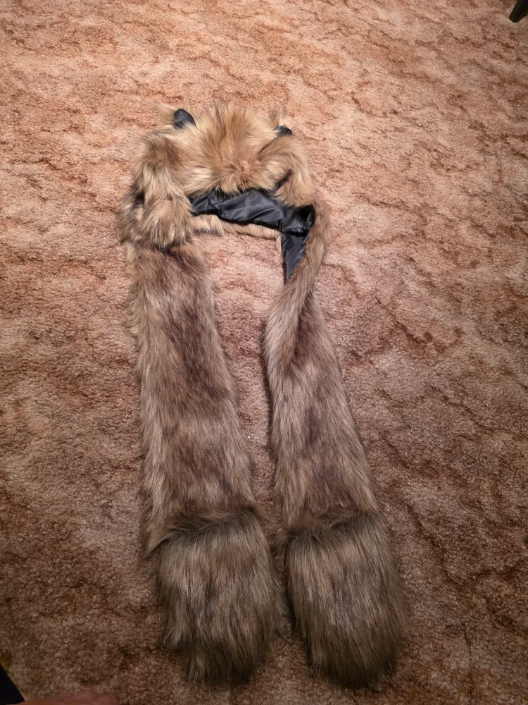 Faux Fur Animal Hood Scarf 🧡 thumbnail