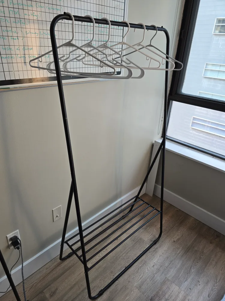 Black Metal Clothes Rack with Shelf thumbnail
