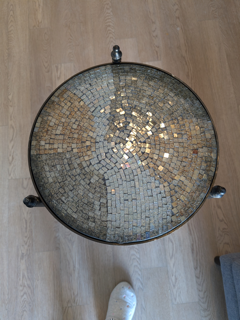 Round Glass mosaic & Metal Side Table