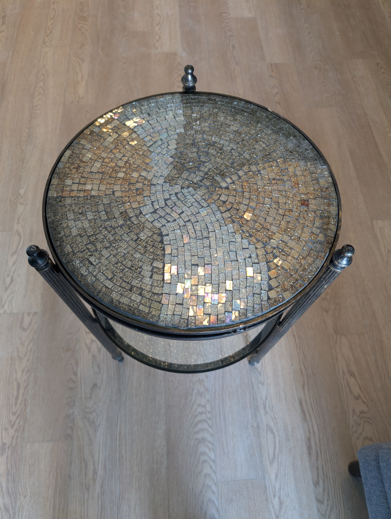 Round Glass mosaic & Metal Side Table - photo 2
