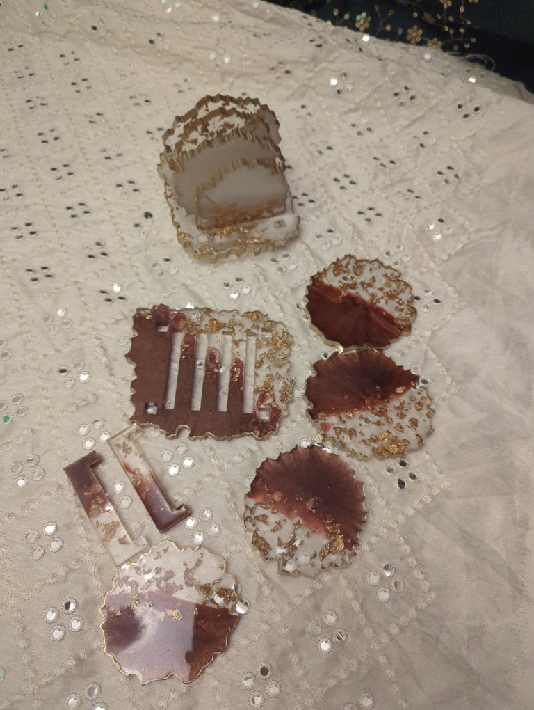 Handmade Resin Coaster 2 Set two different colors