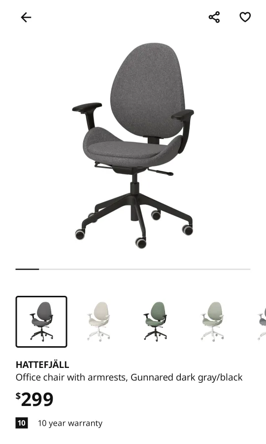 Moving Sale - IKEA HATTEFJÄLL Office Chair - Dark Gray thumbnail