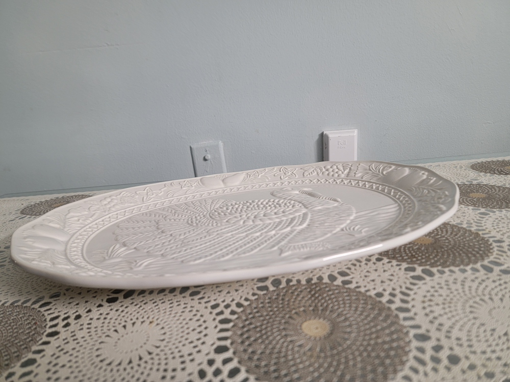 White Stonewear Turkey Platter - photo 3