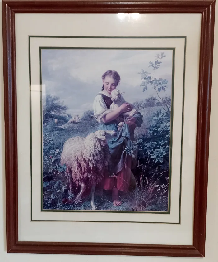 ❤Framed print of "The Shepherdess" by Johann Baptist Hofner thumbnail