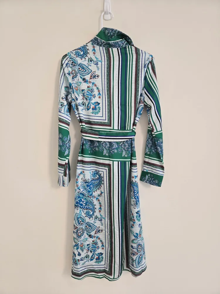 Shein XS Floral Print Belted Shirt Dress image indicator(4)