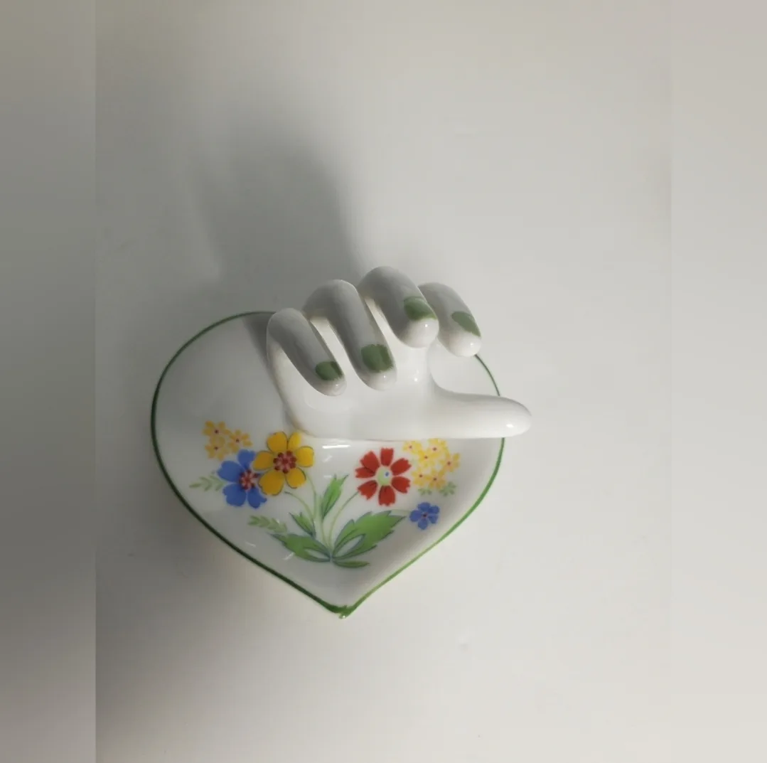 Vintage Porcelain Hand Figurine and Trinket Dish image indicator(2)