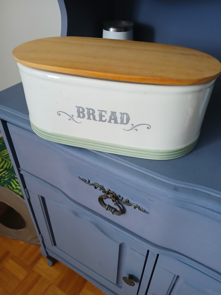 Ceramic Bread Box with Wooden Lid