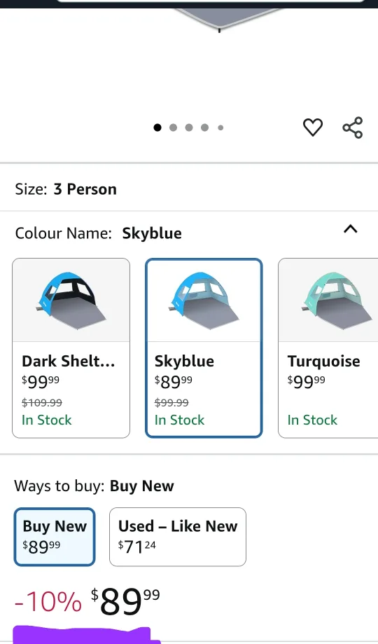 New Gorich Easy Pop Up Beach Tent for 3-4 Person image indicator(7)