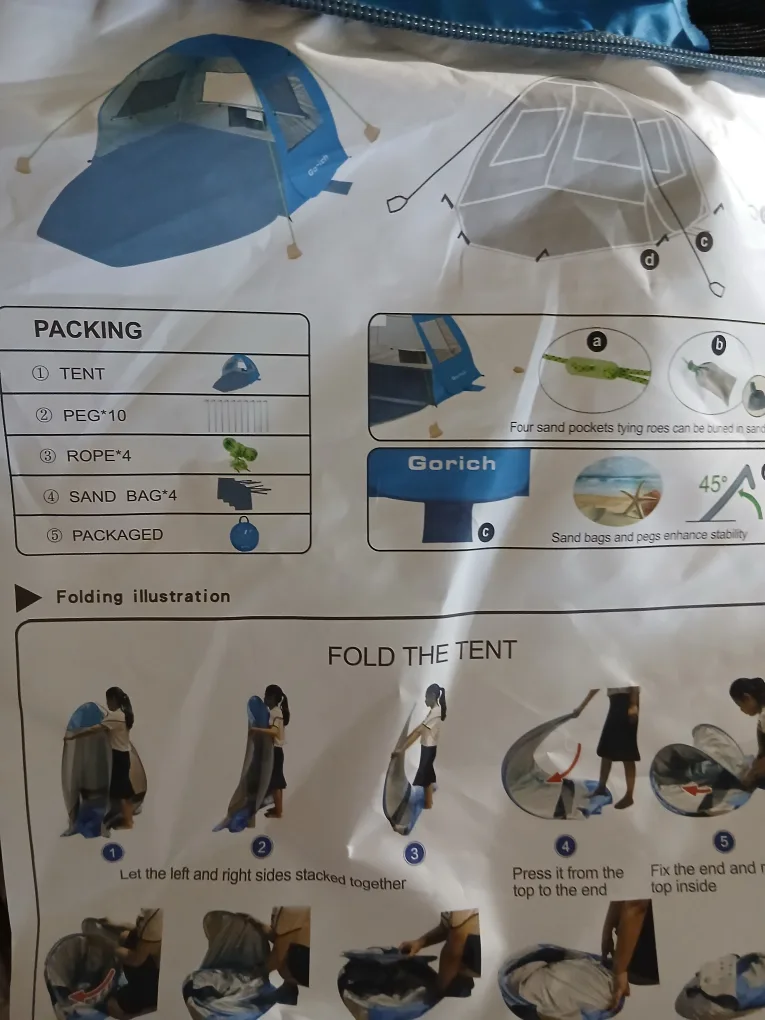 New Gorich Easy Pop Up Beach Tent for 3-4 Person image indicator(9)