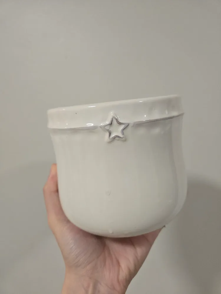 Cute White Star Accent Planter Pot thumbnail