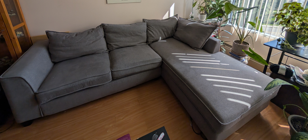 Grey Sectional Sofa with Cushions