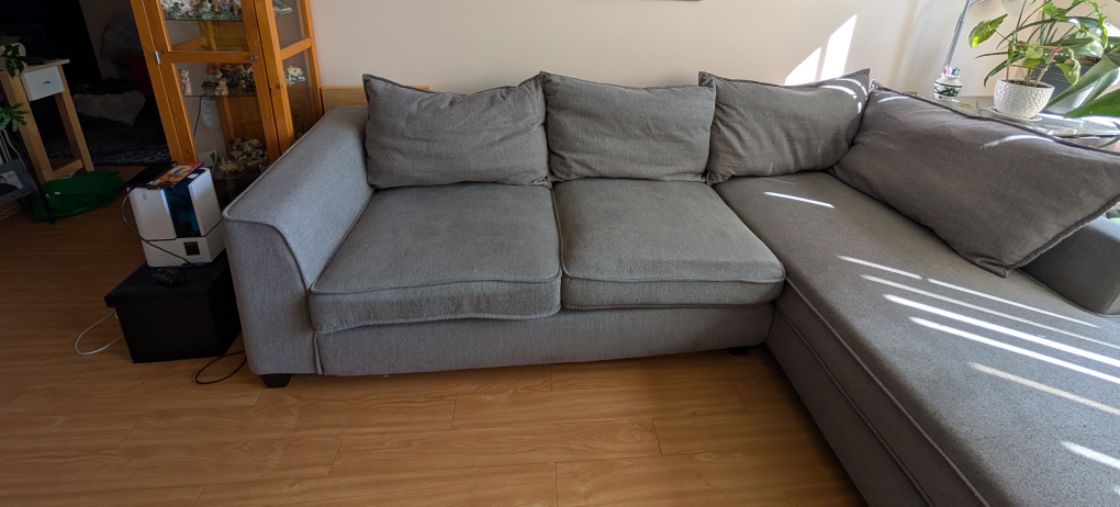 Grey Sectional Sofa with Cushions - photo 2