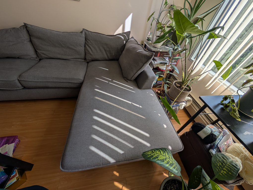Grey Sectional Sofa with Cushions - photo 3