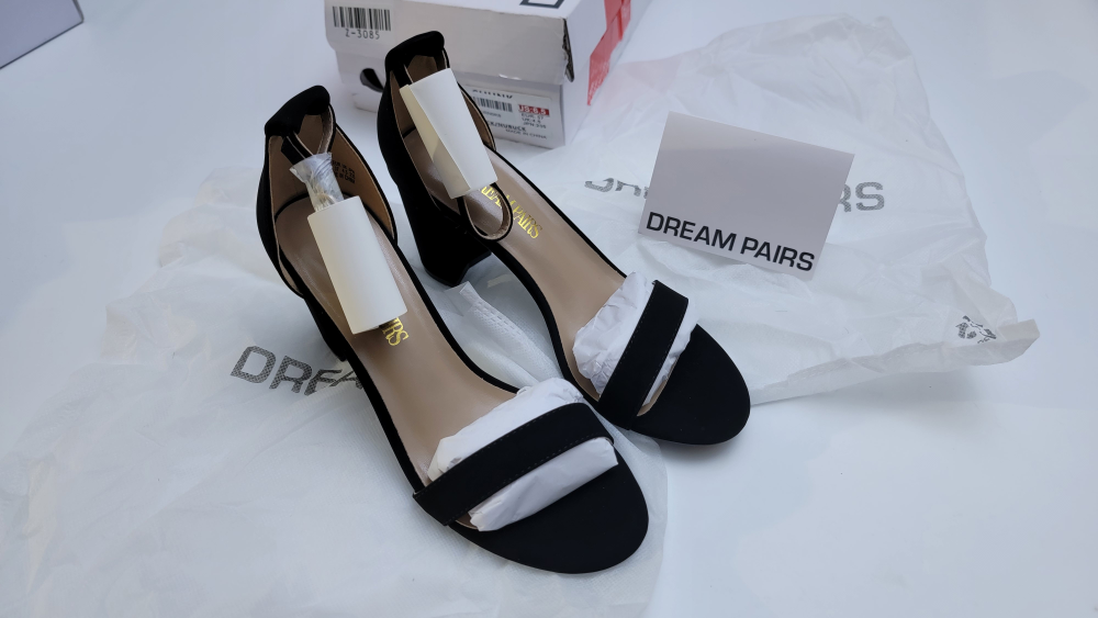 Dream Pairs Womens Chunk Low Heel Pump Sandals, Black Nubuck 6.5 - photo 4