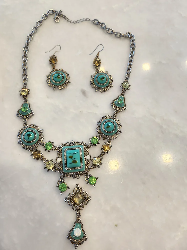 Necklace and Earring Set with Turquoise Accents thumbnail
