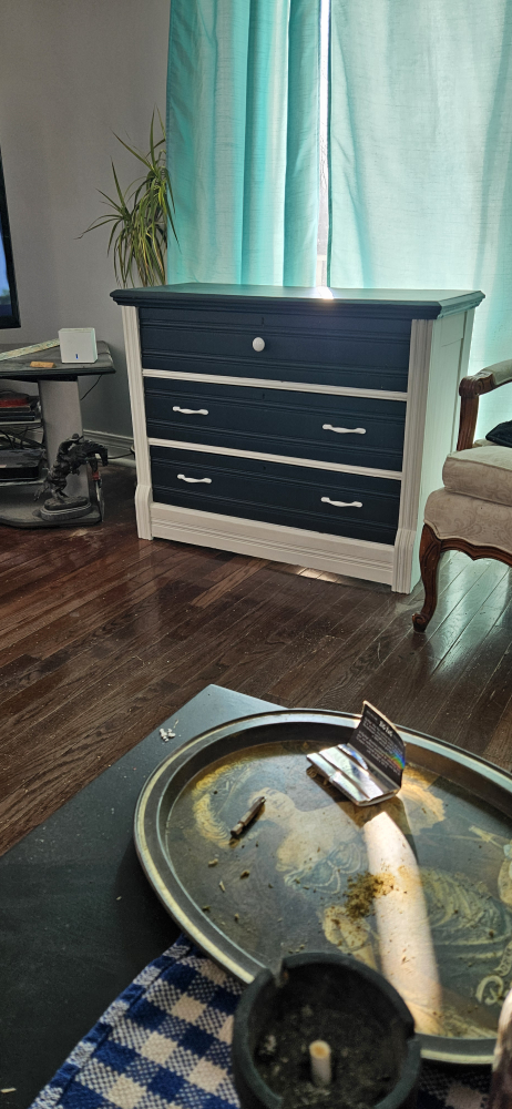 Blue and White 3-Drawer Dresser
