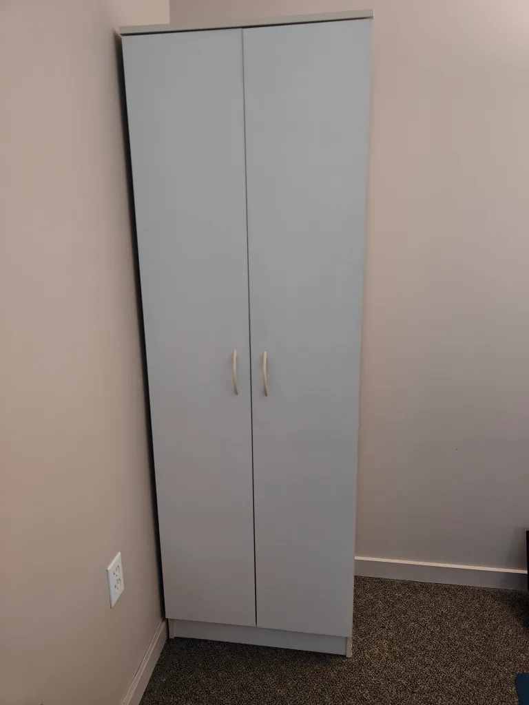 Tall White Storage Cabinet with Shelves image indicator(9)