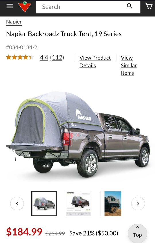 Napier Backroadz Truck Tent 19 Series