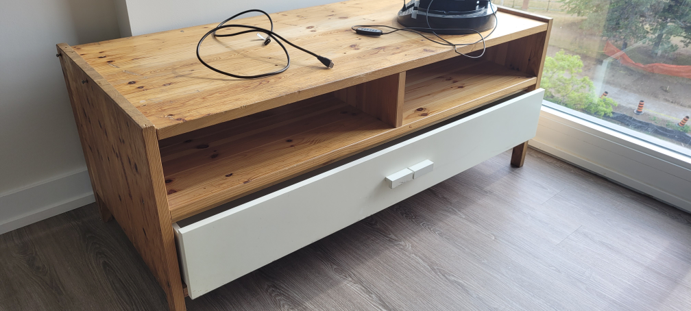 Wooden TV Stand with White Drawer