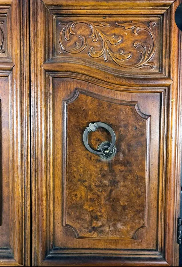 🥕Vintage Wood Cabinet Doors - Brass Ornate Detail image indicator(4)