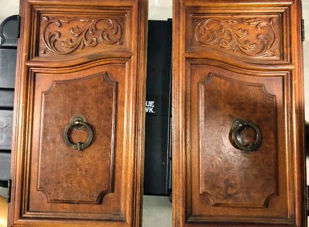 🥕Vintage Wood Cabinet Doors - Brass Ornate Detail image indicator(7)