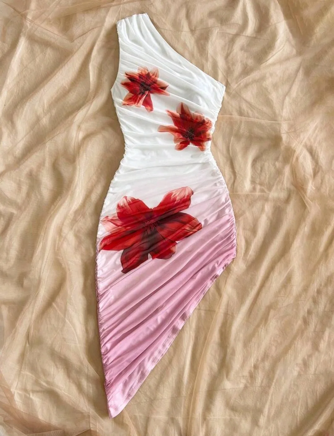 Floral One Shoulder Dress image indicator(2)