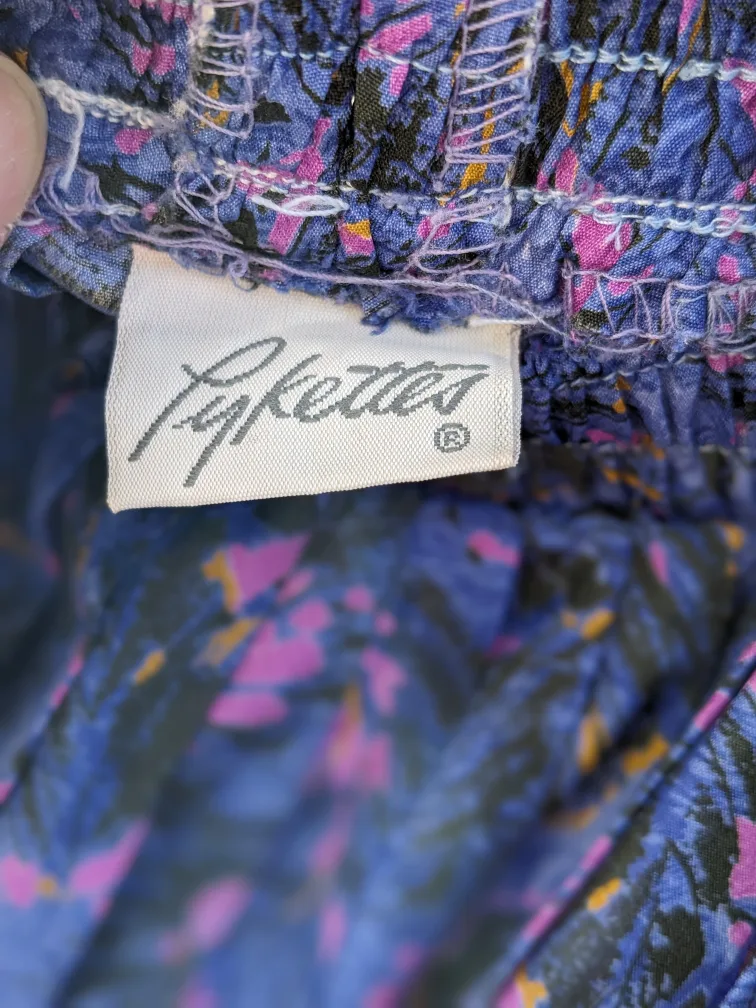 Vintage Pykettes Blue & Purple Floral Pleated Skirt image indicator(5)