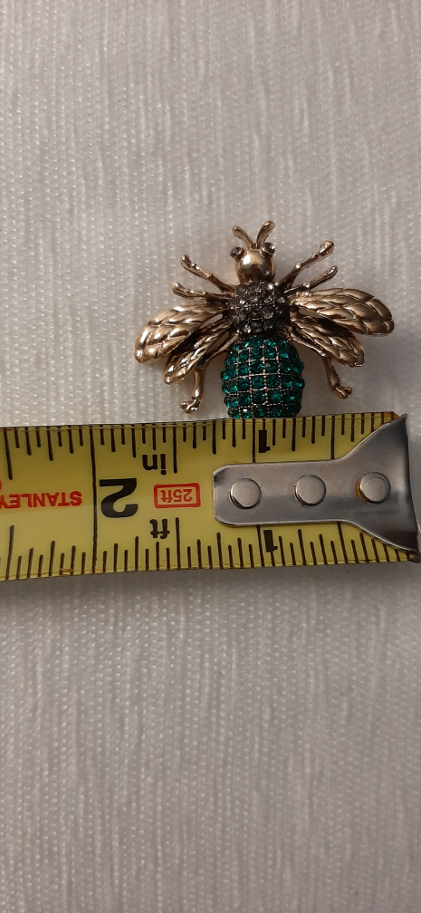 Bee Brooch Pin - Gold & Green - photo 3