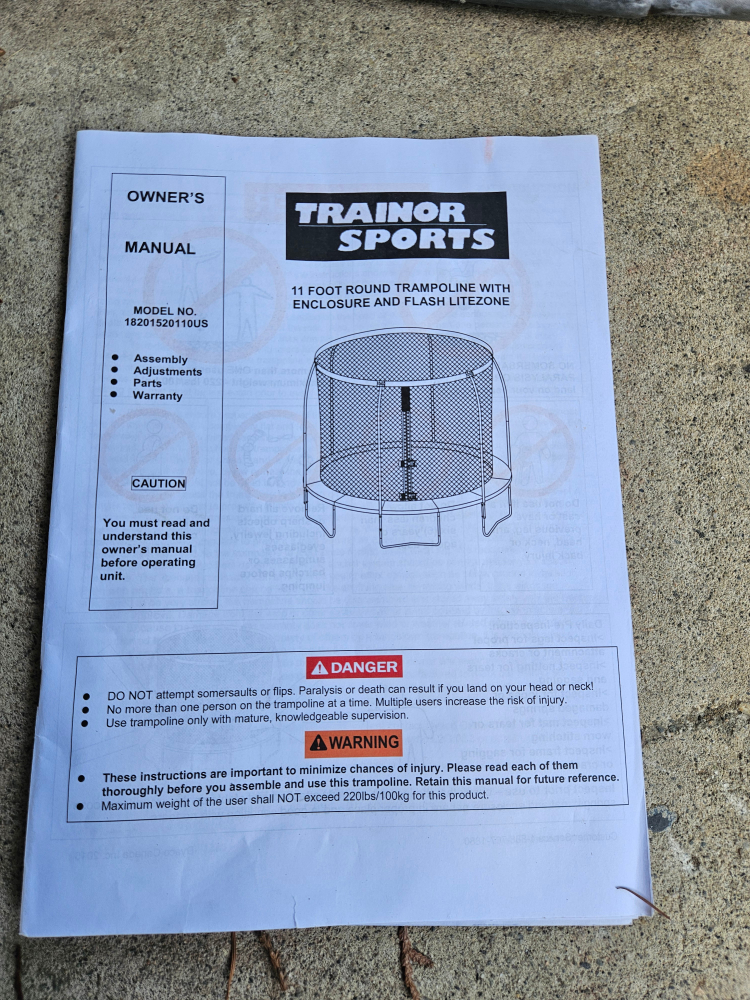 Trainor Sports 11 Foot Round Trampoline