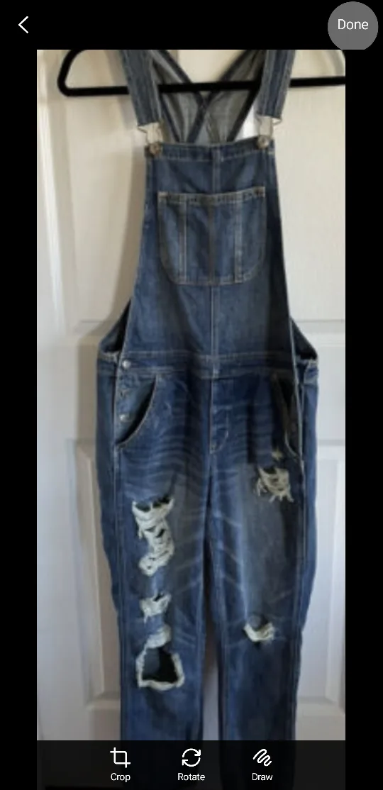 (NEW) American Eagle Distressed Denim Overalls image indicator(3)