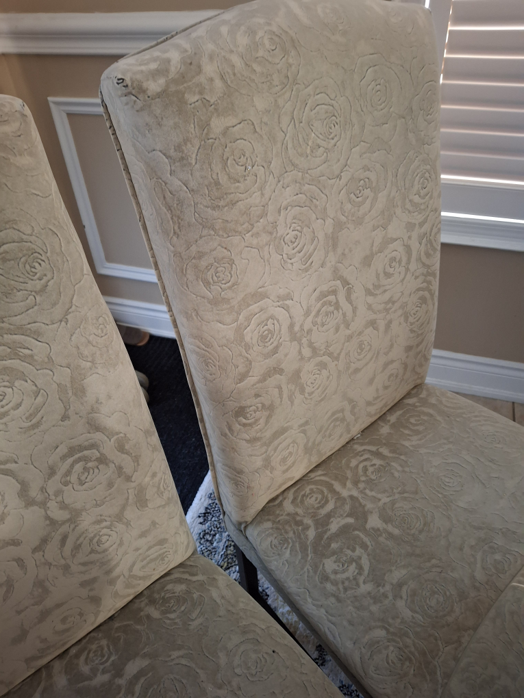 4 Grey velvet fabric Upholstered Dining Chairs - Floral Pattern - photo 3