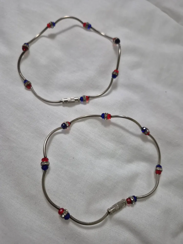 Set of 2 Beaded Bangle anklets thumbnail