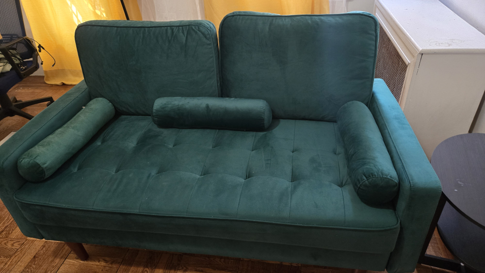 Green Loveseat Sofa with Bolsters - photo 4