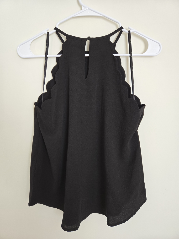 Black Scalloped Halter Top - Size Small - photo 3