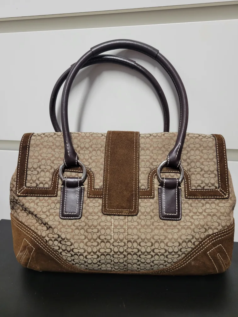 Coach Signature Brown Suede Satchel image indicator(3)