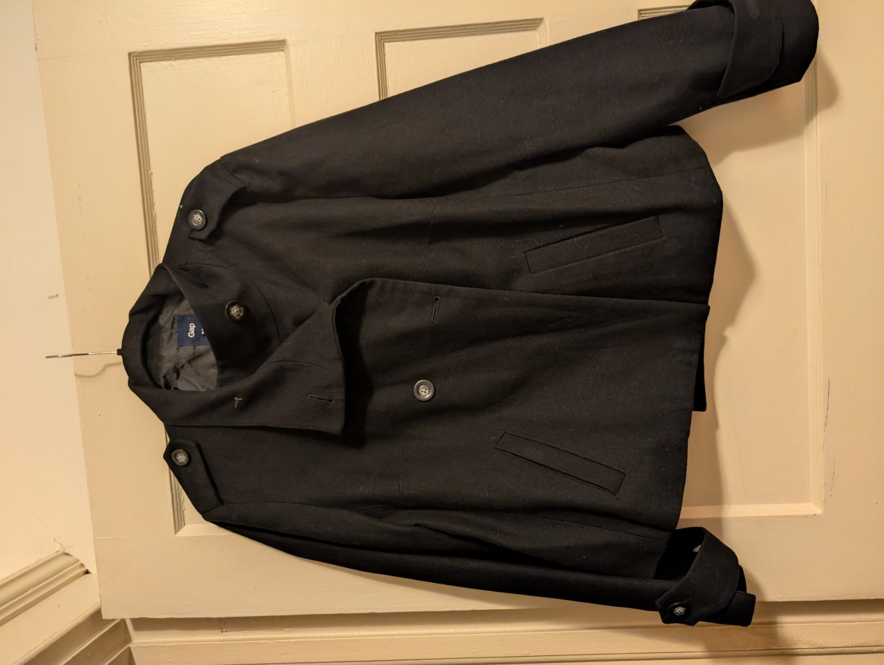 Gap Black Wool Blend Cropped Pea Coat - XL