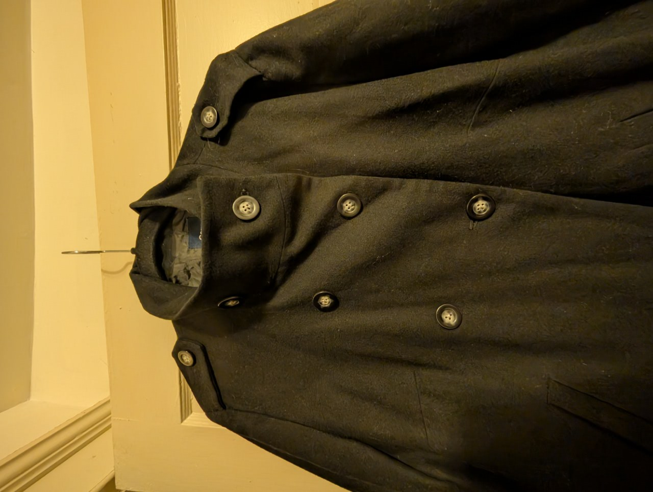 Gap Black Wool Blend Cropped Pea Coat - XL - photo 2