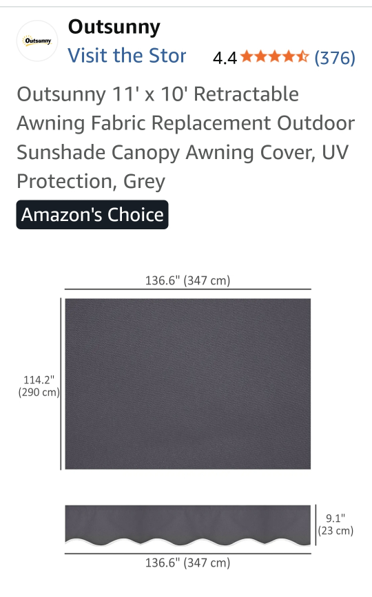 11' x 10' Retractable Awning Fabric only - photo 4