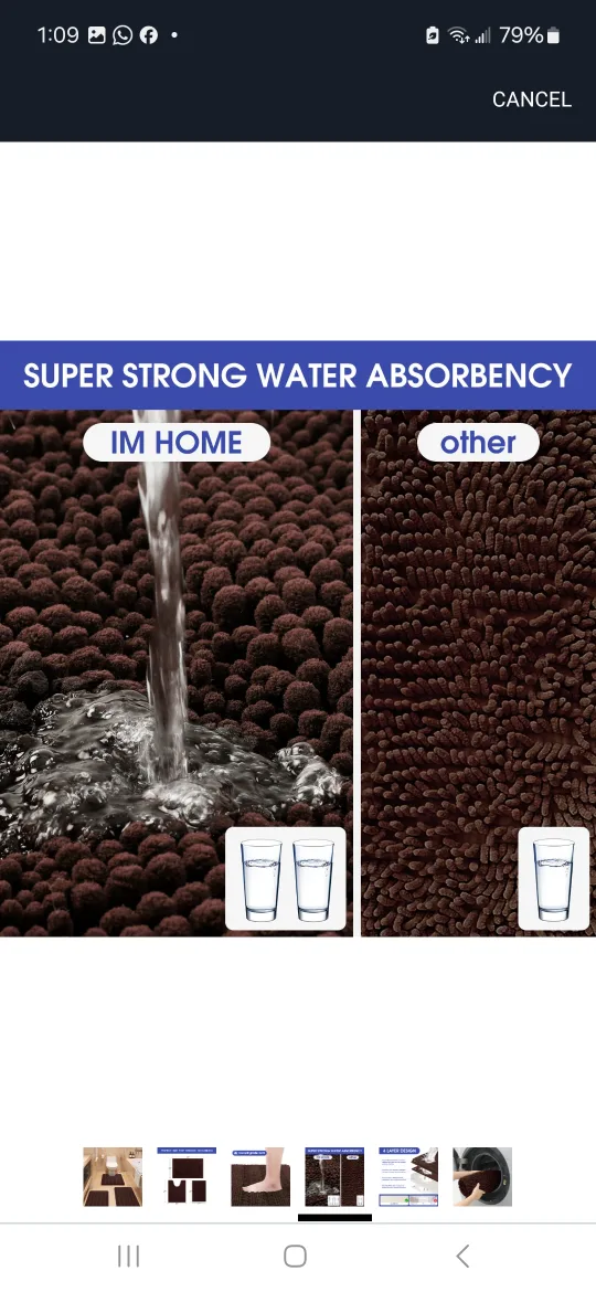 3-Piece Brown Bath Mat Set image indicator(4)