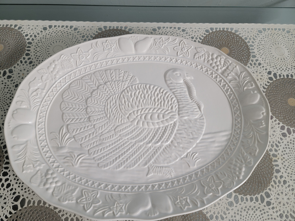 White Stonewear Turkey Platter - photo 2