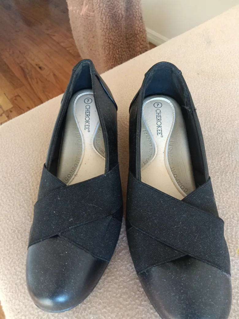 Cherokee Black Comfort Support Shoes - Size 7 thumbnail