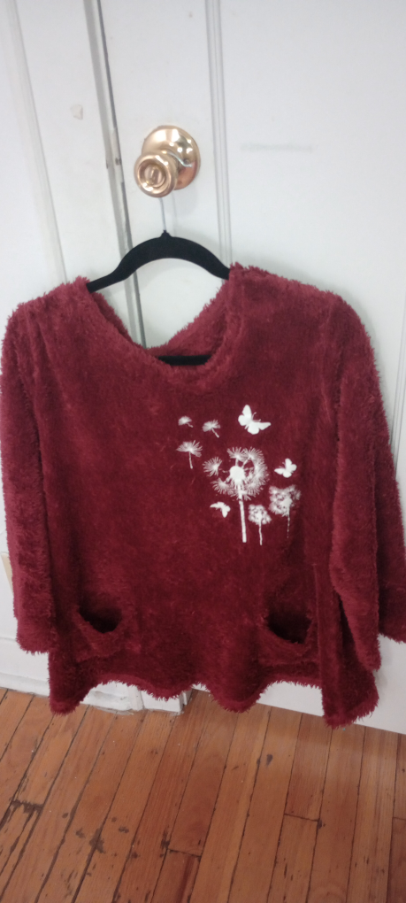 Burgundy Fuzzy Dandelion Top - photo 3