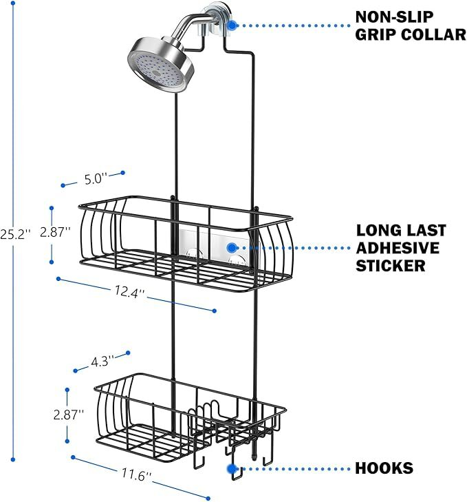 Anti-Swing Hanging Shower Caddy - Rust Proof - photo 4