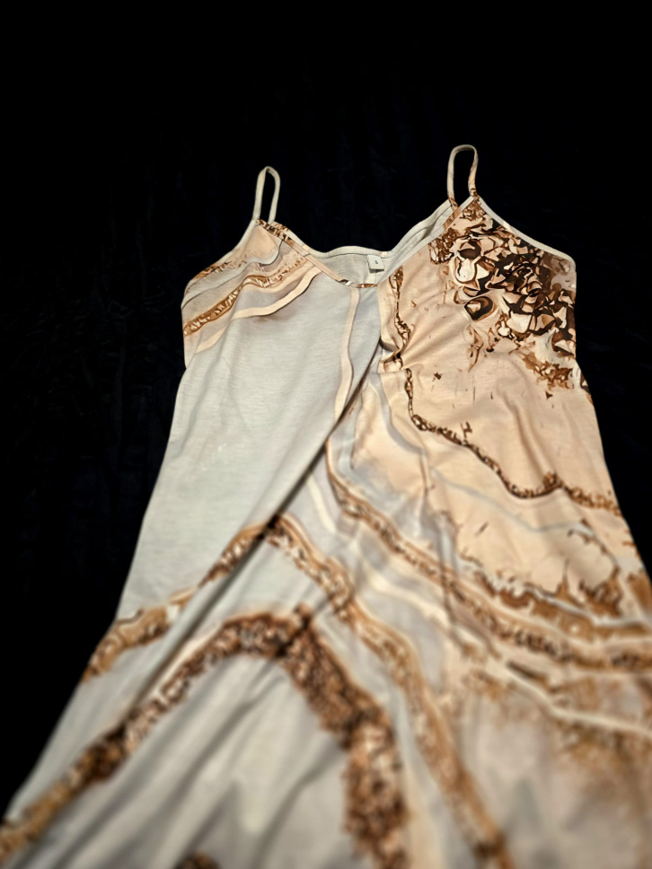 Sleeveless Dress - Beige & Brown Pattern - photo 5