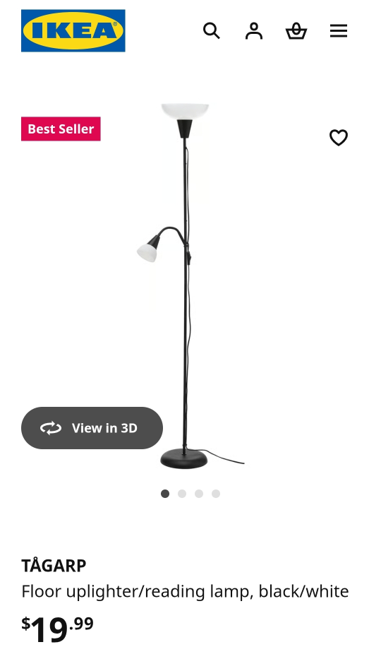 IKEA TÅGARP Floor Lamp - Black/White - photo 4